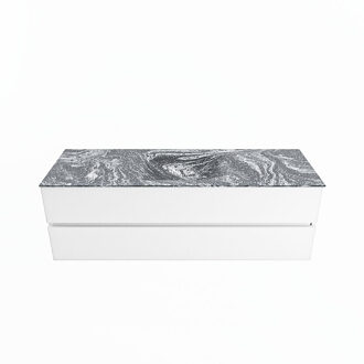 Mondiaz VICA-DLUX 150cm badmeubel onderkast Talc 2 lades. Inbouw wastafel CLOUD midden 1 kraangat, kleur Lava.