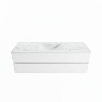 Mondiaz VICA-DLUX 150cm badmeubel onderkast Talc 2 lades. Inbouw wastafel CLOUD midden 1 kraangat, kleur Opalo.