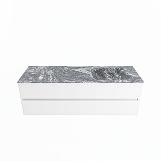 Mondiaz VICA-DLUX 150cm badmeubel onderkast Talc 2 lades. Inbouw wastafel CLOUD rechts zonder kraangat, kleur Lava.