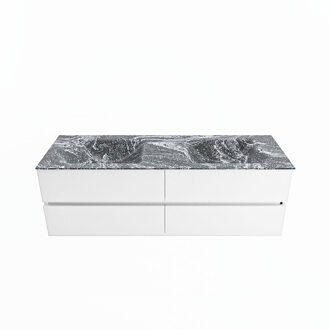 Mondiaz VICA-DLUX 150cm badmeubel onderkast Talc 4 lades. Inbouw wastafel CLOUD dubbel 2 kraangaten, kleur Lava.