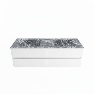 Mondiaz VICA-DLUX 150cm badmeubel onderkast Talc 4 lades. Inbouw wastafel CLOUD dubbel zonder kraangat, kleur Lava.