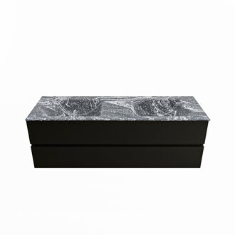 Mondiaz VICA-DLUX 150cm badmeubel onderkast Urban 2 lades. Inbouw wastafel CLOUD dubbel 2 kraangaten, kleur Lava.