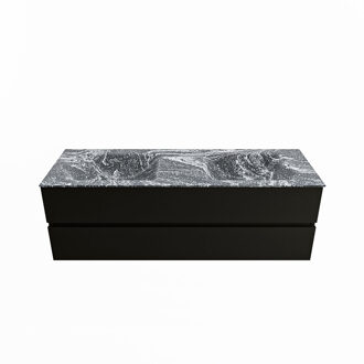 Mondiaz VICA-DLUX 150cm badmeubel onderkast Urban 2 lades. Inbouw wastafel CLOUD dubbel zonder kraangat, kleur Lava.