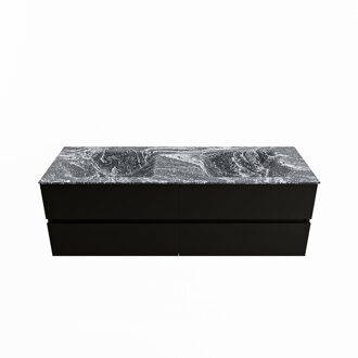 Mondiaz VICA-DLUX 150cm badmeubel onderkast Urban 4 lades. Inbouw wastafel CLOUD dubbel 2 kraangaten, kleur Lava.