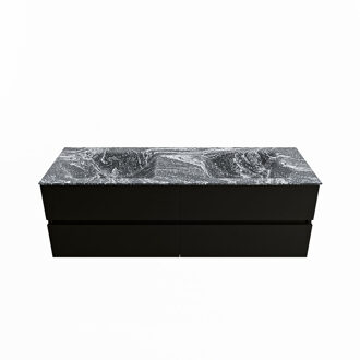 Mondiaz VICA-DLUX 150cm badmeubel onderkast Urban 4 lades. Inbouw wastafel CLOUD dubbel zonder kraangat, kleur Lava.