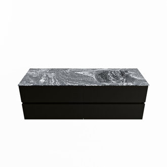 Mondiaz VICA-DLUX 150cm badmeubel onderkast Urban 4 lades. Inbouw wastafel CLOUD rechts zonder kraangat, kleur Lava.