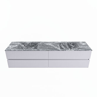 Mondiaz VICA-DLUX 200cm badmeubel onderkast Cale 4 lades. Inbouw wastafel CLOUD dubbel 2 kraangaten, kleur Lava.