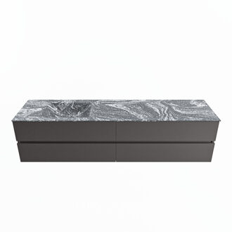 Mondiaz VICA-DLUX 200cm badmeubel onderkast Dark grey 4 lades. Inbouw wastafel CLOUD links 1 kraangat, kleur Lava.