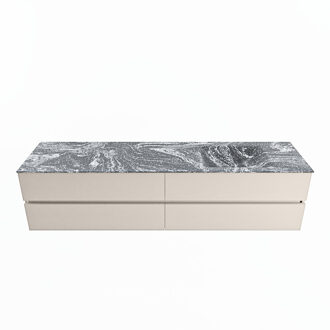 Mondiaz VICA-DLUX 200cm badmeubel onderkast Linen 4 lades. Inbouw wastafel CLOUD rechts 1 kraangat, kleur Lava.