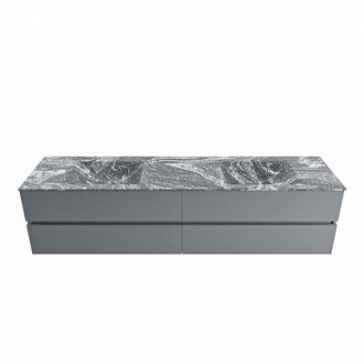 Mondiaz VICA-DLUX 200cm badmeubel onderkast Plata 4 lades. Inbouw wastafel CLOUD dubbel 2 kraangaten, kleur Lava.