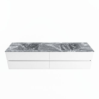 Mondiaz VICA-DLUX 200cm badmeubel onderkast Talc 4 lades. Inbouw wastafel CLOUD dubbel zonder kraangat, kleur Lava.