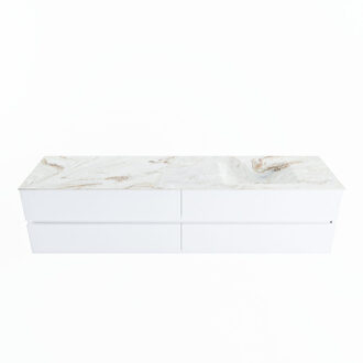 Mondiaz VICA-DLUX 200cm badmeubel onderkast Talc 4 lades. Inbouw wastafel CLOUD rechts zonder kraangat, kleur Frappe.