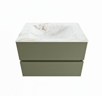 Mondiaz VICA-DLUX 70cm badmeubel onderkast Army 2 lades. Inbouw wastafel CLOUD midden 1 kraangat, kleur Frappe.