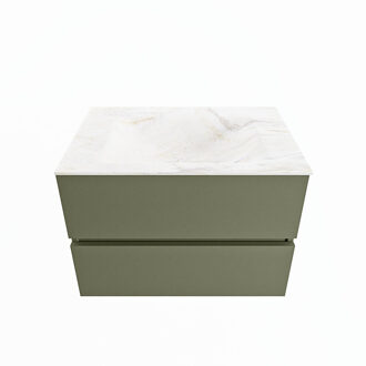 Mondiaz VICA-DLUX 70cm badmeubel onderkast Army 2 lades. Inbouw wastafel CLOUD midden 1 kraangat, kleur Ostra.