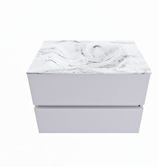 Mondiaz VICA-DLUX 70cm badmeubel onderkast Cale 2 lades. Inbouw wastafel CLOUD midden 1 kraangat, kleur Glace.