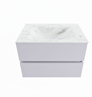 Mondiaz VICA-DLUX 70cm badmeubel onderkast Cale 2 lades. Inbouw wastafel CLOUD midden zonder kraangat, kleur Opalo.