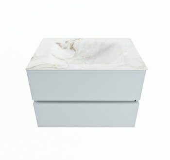 Mondiaz VICA-DLUX 70cm badmeubel onderkast Clay 2 lades. Inbouw wastafel CLOUD midden 1 kraangat, kleur Frappe.