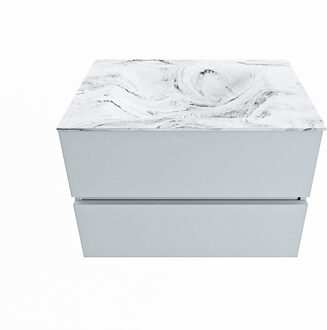 Mondiaz VICA-DLUX 70cm badmeubel onderkast Clay 2 lades. Inbouw wastafel CLOUD midden 1 kraangat, kleur Glace.