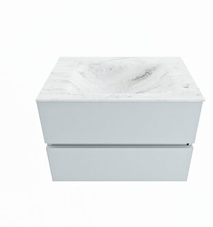 Mondiaz VICA-DLUX 70cm badmeubel onderkast Clay 2 lades. Inbouw wastafel CLOUD midden 1 kraangat, kleur Opalo.