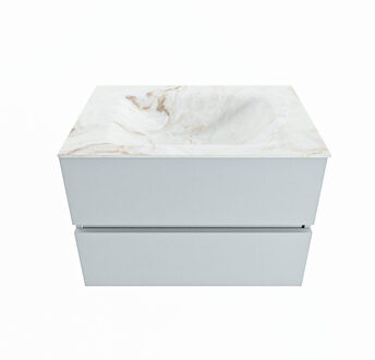 Mondiaz VICA-DLUX 70cm badmeubel onderkast Clay 2 lades. Inbouw wastafel CLOUD midden zonder kraangat, kleur Frappe.