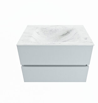 Mondiaz VICA-DLUX 70cm badmeubel onderkast Clay 2 lades. Inbouw wastafel CLOUD midden zonder kraangat, kleur Opalo.