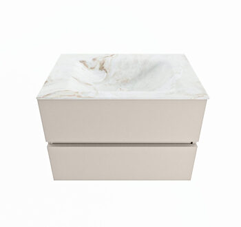 Mondiaz VICA-DLUX 70cm badmeubel onderkast Linen 2 lades. Inbouw wastafel CLOUD midden 1 kraangat, kleur Frappe.