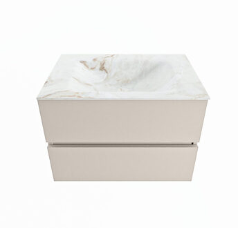 Mondiaz VICA-DLUX 70cm badmeubel onderkast Linen 2 lades. Inbouw wastafel CLOUD midden zonder kraangat, kleur Frappe.