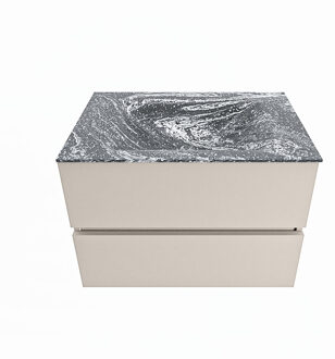 Mondiaz VICA-DLUX 70cm badmeubel onderkast Linen 2 lades. Inbouw wastafel CLOUD midden zonder kraangat, kleur Lava.