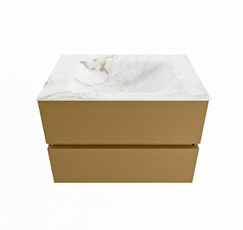 Mondiaz VICA-DLUX 70cm badmeubel onderkast Oro 2 lades. Inbouw wastafel CLOUD midden 1 kraangat, kleur Frappe.