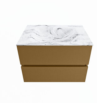 Mondiaz VICA-DLUX 70cm badmeubel onderkast Oro 2 lades. Inbouw wastafel CLOUD midden zonder kraangat, kleur Glace.