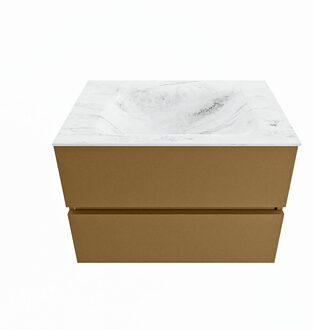 Mondiaz VICA-DLUX 70cm badmeubel onderkast Oro 2 lades. Inbouw wastafel CLOUD midden zonder kraangat, kleur Opalo.