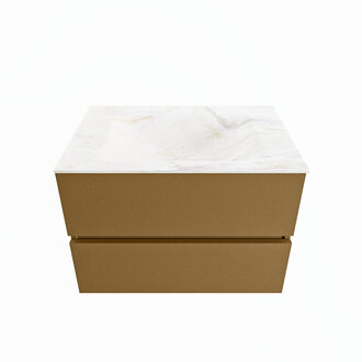 Mondiaz VICA-DLUX 70cm badmeubel onderkast Oro 2 lades. Inbouw wastafel CLOUD midden zonder kraangat, kleur Ostra.