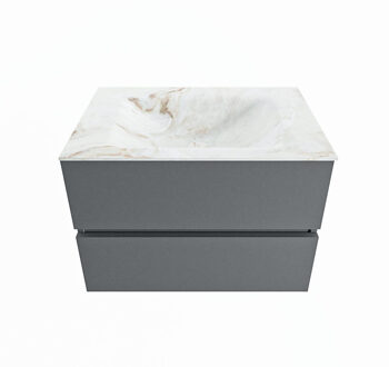 Mondiaz VICA-DLUX 70cm badmeubel onderkast Plata 2 lades. Inbouw wastafel CLOUD midden 1 kraangat, kleur Frappe.