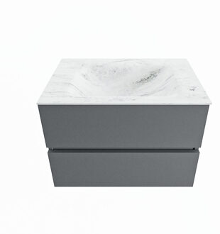 Mondiaz VICA-DLUX 70cm badmeubel onderkast Plata 2 lades. Inbouw wastafel CLOUD midden 1 kraangat, kleur Opalo.
