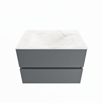 Mondiaz VICA-DLUX 70cm badmeubel onderkast Plata 2 lades. Inbouw wastafel CLOUD midden 1 kraangat, kleur Ostra.