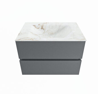 Mondiaz VICA-DLUX 70cm badmeubel onderkast Plata 2 lades. Inbouw wastafel CLOUD midden zonder kraangat, kleur Frappe.