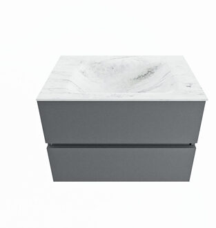 Mondiaz VICA-DLUX 70cm badmeubel onderkast Plata 2 lades. Inbouw wastafel CLOUD midden zonder kraangat, kleur Opalo.