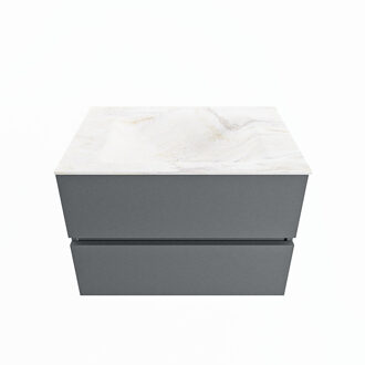 Mondiaz VICA-DLUX 70cm badmeubel onderkast Plata 2 lades. Inbouw wastafel CLOUD midden zonder kraangat, kleur Ostra.