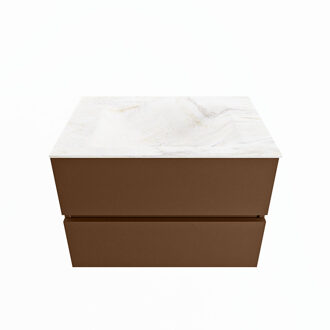 Mondiaz VICA-DLUX 70cm badmeubel onderkast Rust 2 lades. Inbouw wastafel CLOUD midden 1 kraangat, kleur Ostra.