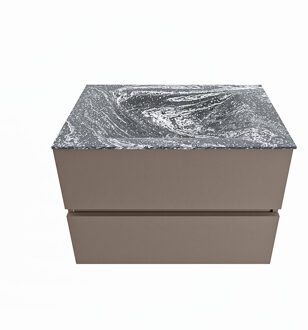 Mondiaz VICA-DLUX 70cm badmeubel onderkast Smoke 2 lades. Inbouw wastafel CLOUD midden zonder kraangat, kleur Lava.