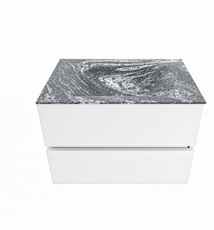 Mondiaz VICA-DLUX 70cm badmeubel onderkast Talc 2 lades. Inbouw wastafel CLOUD midden zonder kraangat, kleur Lava.