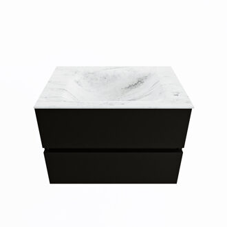 Mondiaz VICA-DLUX 70cm badmeubel onderkast Urban 2 lades. Inbouw wastafel CLOUD midden 1 kraangat, kleur Opalo.