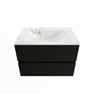 Mondiaz VICA-DLUX 70cm badmeubel onderkast Urban 2 lades. Inbouw wastafel CLOUD midden zonder kraangat, kleur Frappe.