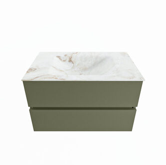 Mondiaz VICA-DLUX 80cm badmeubel onderkast Army 2 lades. Inbouw wastafel CLOUD midden 1 kraangat, kleur Frappe.