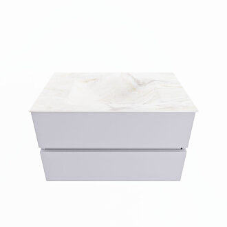 Mondiaz VICA-DLUX 80cm badmeubel onderkast Cale 2 lades. Inbouw wastafel CLOUD midden 1 kraangat, kleur Ostra.