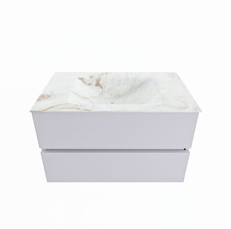 Mondiaz VICA-DLUX 80cm badmeubel onderkast Cale 2 lades. Inbouw wastafel CLOUD midden zonder kraangat, kleur Frappe.