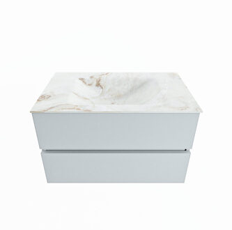 Mondiaz VICA-DLUX 80cm badmeubel onderkast Clay 2 lades. Inbouw wastafel CLOUD midden 1 kraangat, kleur Frappe.