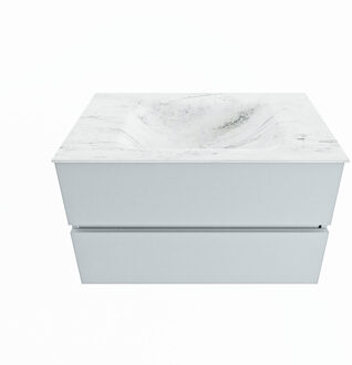 Mondiaz VICA-DLUX 80cm badmeubel onderkast Clay 2 lades. Inbouw wastafel CLOUD midden 1 kraangat, kleur Opalo.
