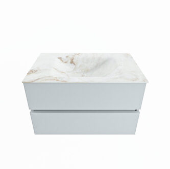 Mondiaz VICA-DLUX 80cm badmeubel onderkast Clay 2 lades. Inbouw wastafel CLOUD midden zonder kraangat, kleur Frappe.