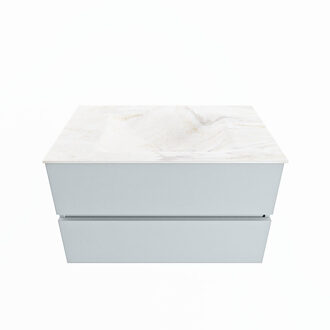 Mondiaz VICA-DLUX 80cm badmeubel onderkast Clay 2 lades. Inbouw wastafel CLOUD midden zonder kraangat, kleur Ostra.